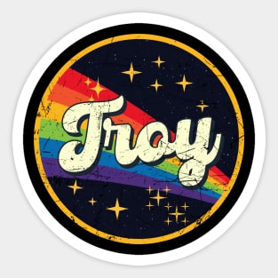 Troy // Rainbow In Space Vintage Grunge-Style Sticker